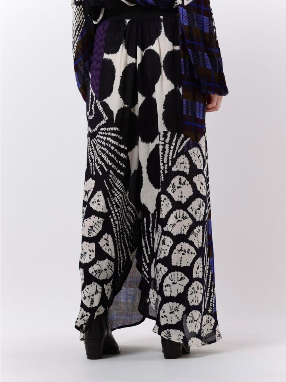 Mes Demoiselles Paris Blue, Purple & Black Wide-Leg Palazzo Pants - Picture 6 of 11